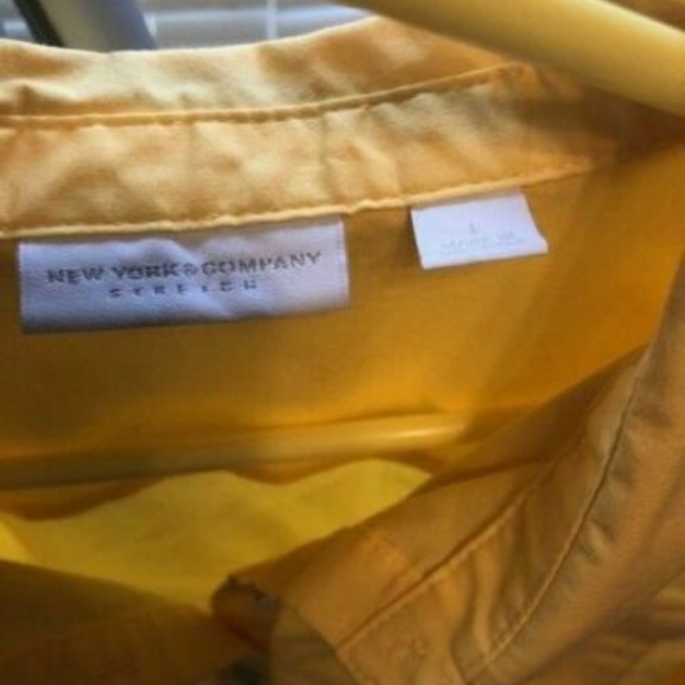 New York and Company Yellow 3/4 Button Down Shirt - Picture 3 of 4